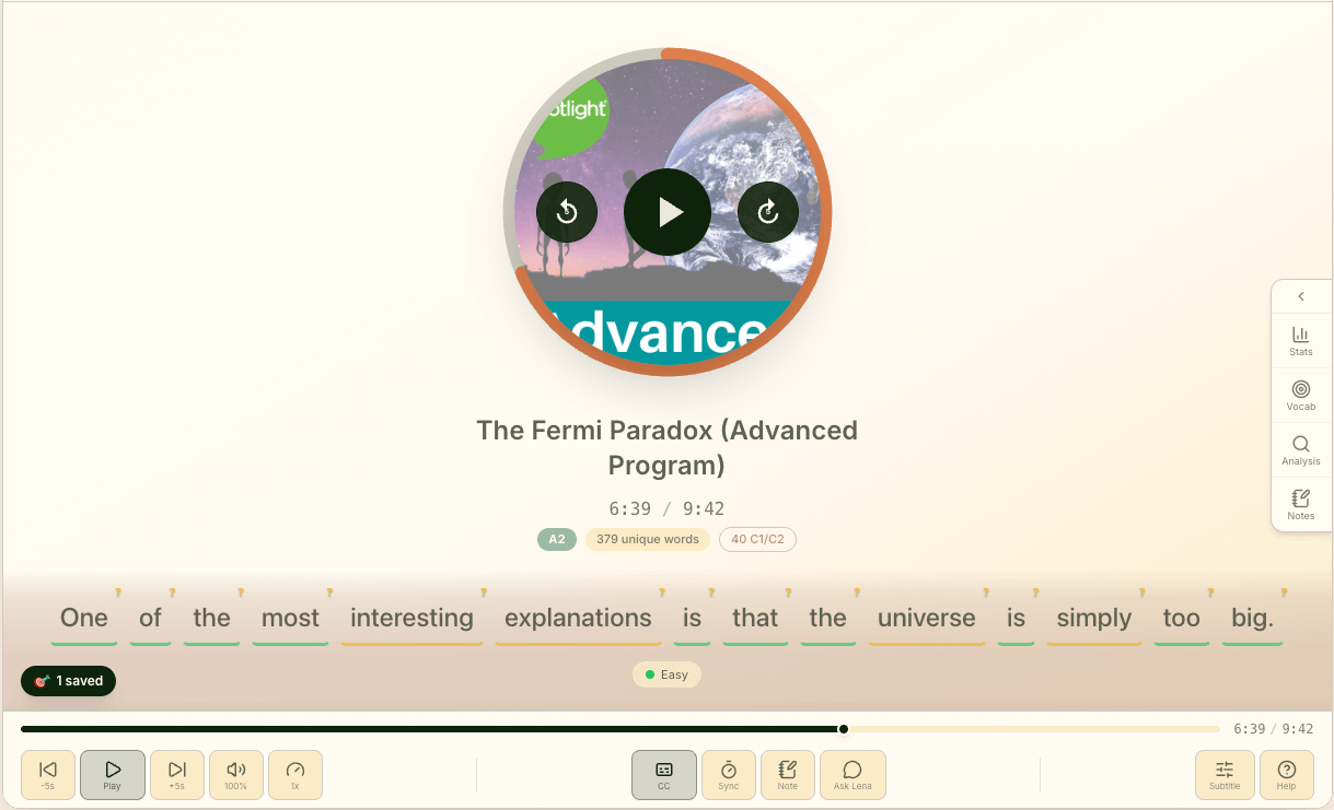 Click any word to learn instantly